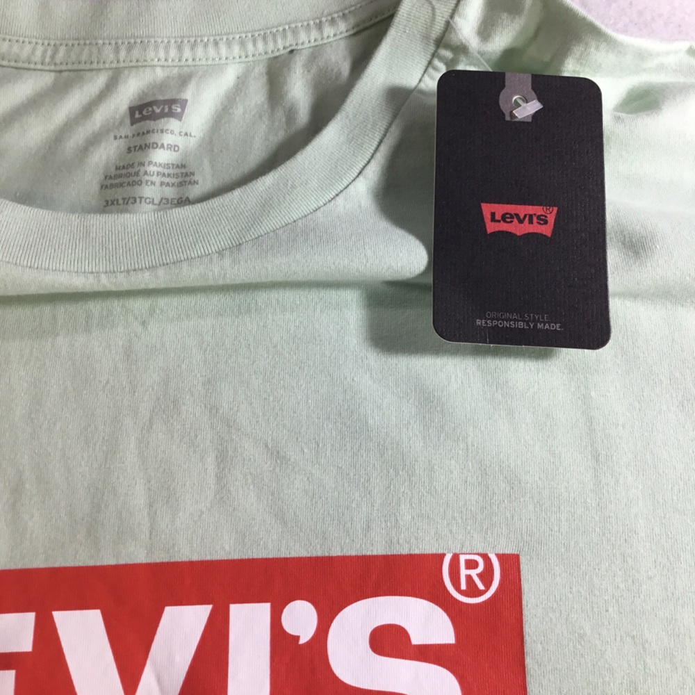 Levi's Mint Green Short Sleeve Tee with Red Logo 3XLT NWT - Picture 6 of 13